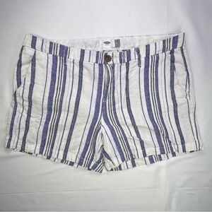 Old Navy White Shorts/ Blue Vertical Stripe Size 12 Linen Blend